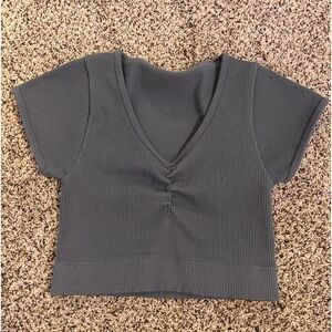 Blue Gilly Hicks Ribbed Crop Top